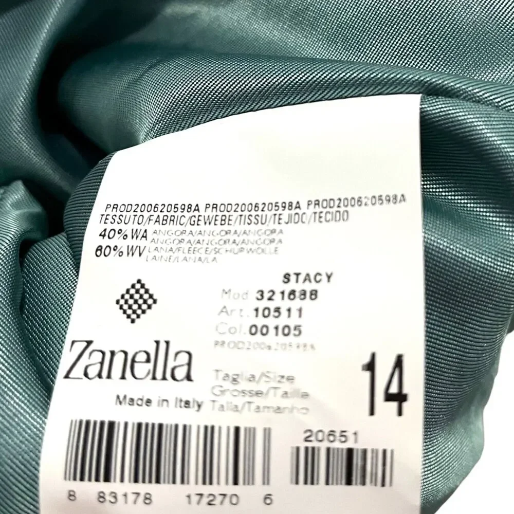 Zanella Blazer Women's Angora Wool Blend Beige Two Button Soft Fully Lined SZ 14